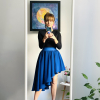fusta asimetrica deep blue albastru handmade 1