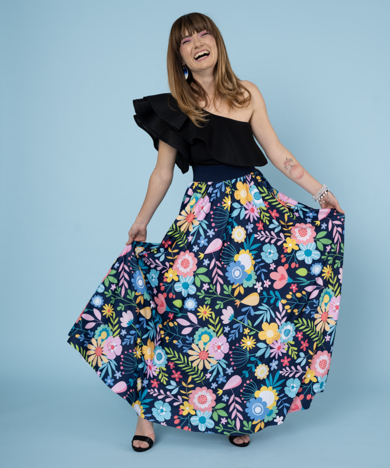 fusta maxi dansul florilor handmade 1