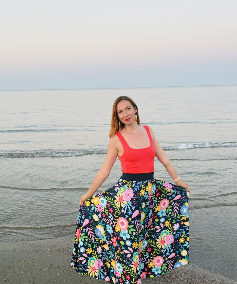 fusta maxi dansul florilor handmade 3