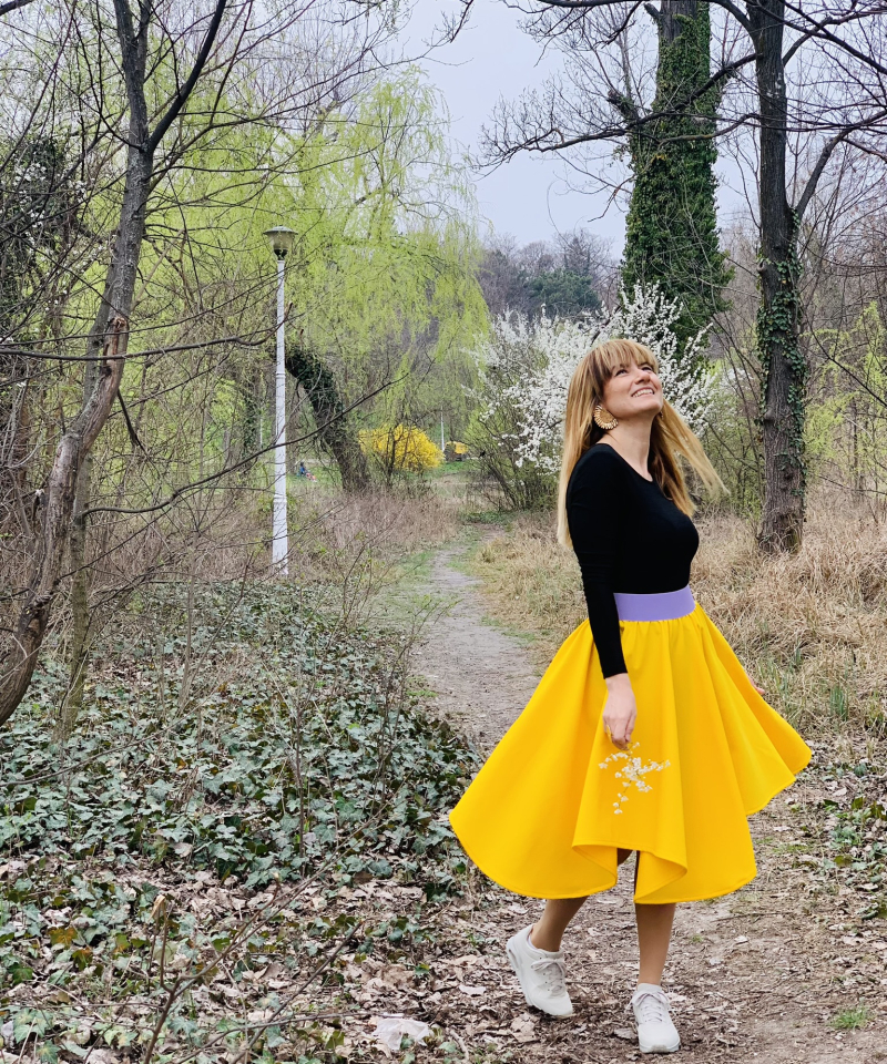 fusta midi spring sunshine handmade 1