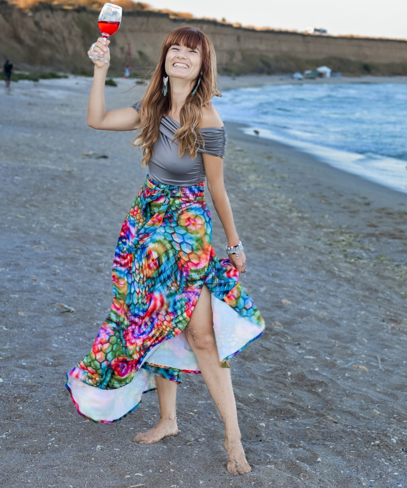 fusta rochie petale de curcubeu handmade 4