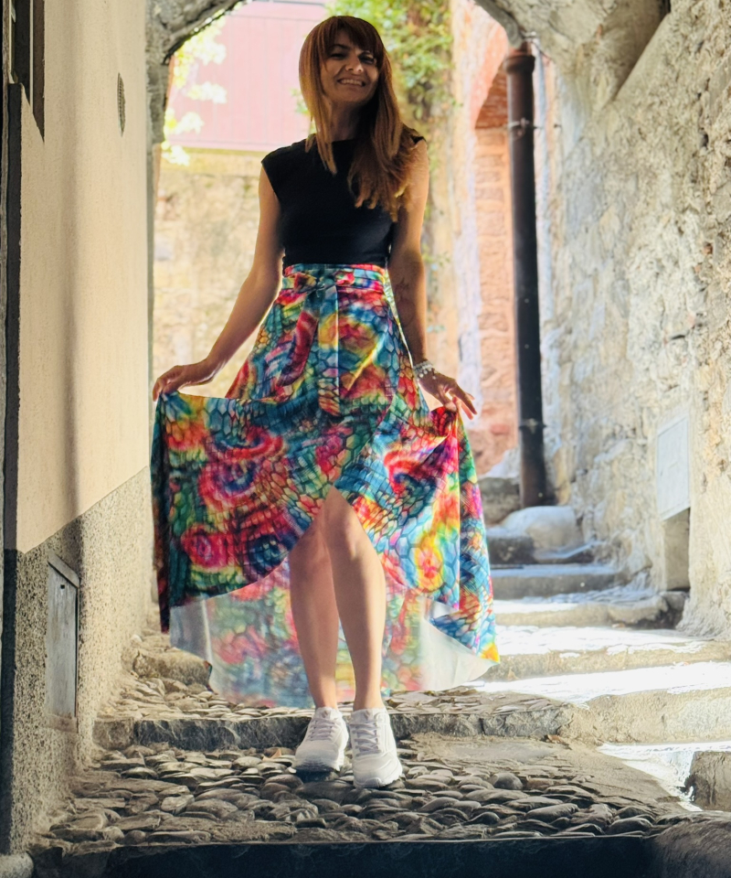 fusta rochie petale de curcubeu handmade 7