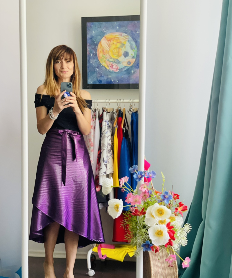 fusta rochie purple dream mov handmade 1